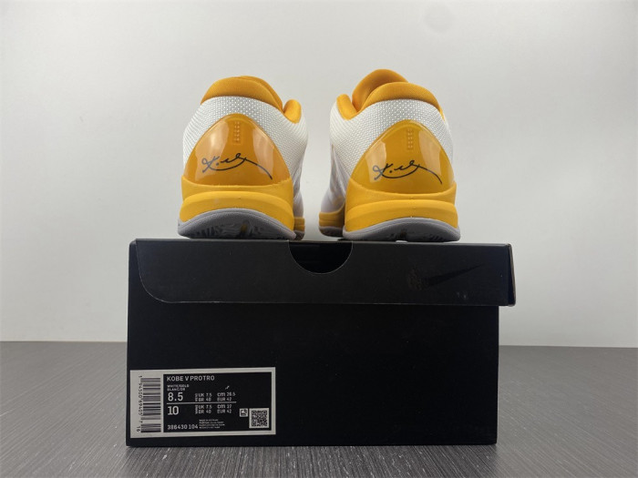 nike zoom kobe 5 white black yellow 386430-104