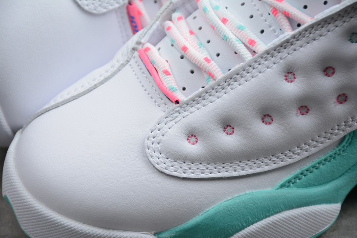 air jordan 13 retro white soar green pink (gs) 439358-100