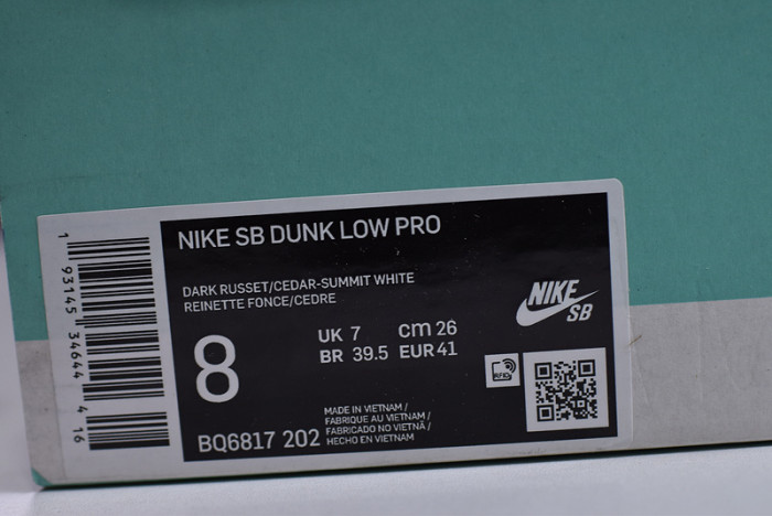 nike sb dunk low pro daek russet cedar bq6817-202